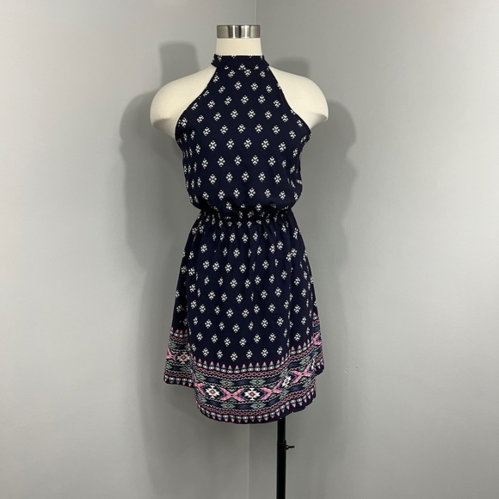 Aqua Navy‎ Print Dress